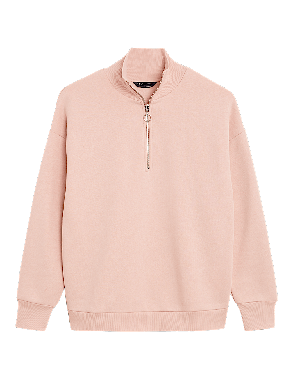 Cotton Rich Funnel Neck Half Zip Sweatshirt