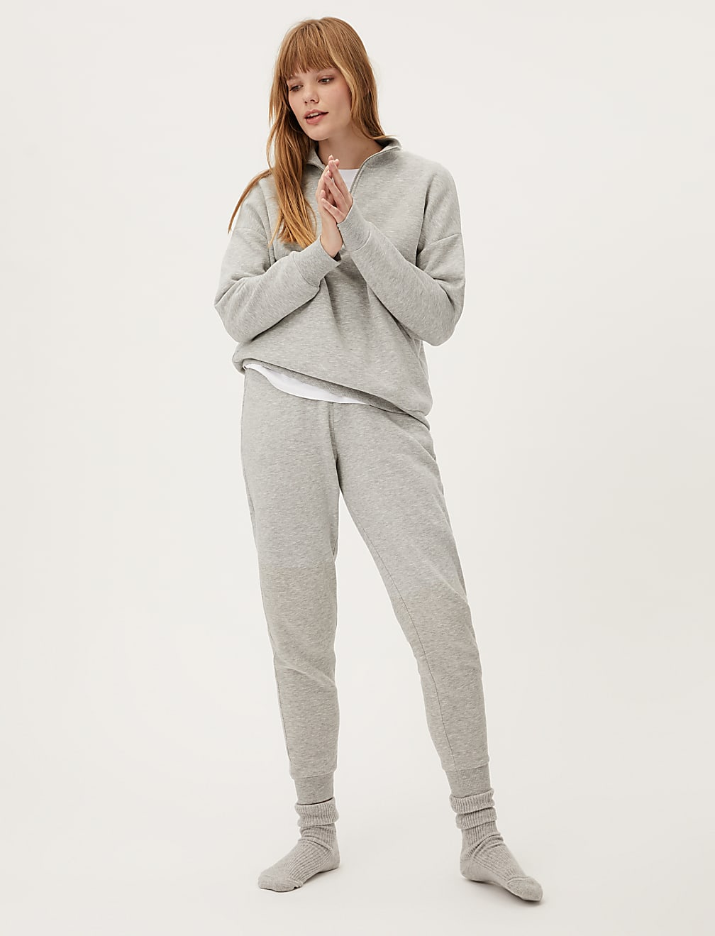 Cotton Rich Funnel Neck Half Zip Sweatshirt