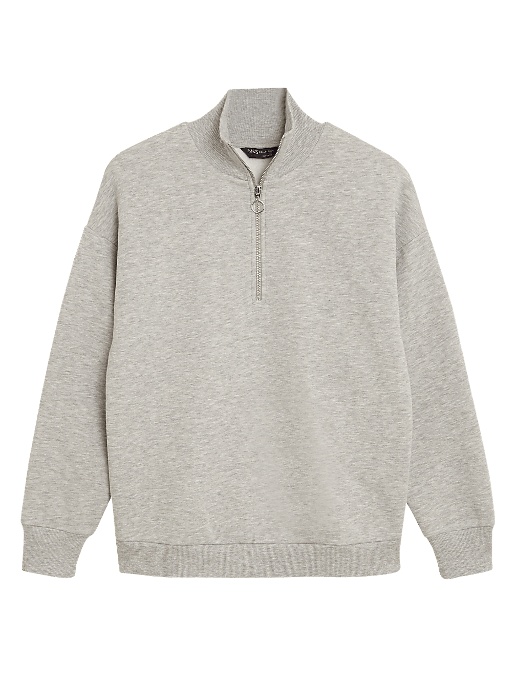 Cotton Rich Funnel Neck Half Zip Sweatshirt