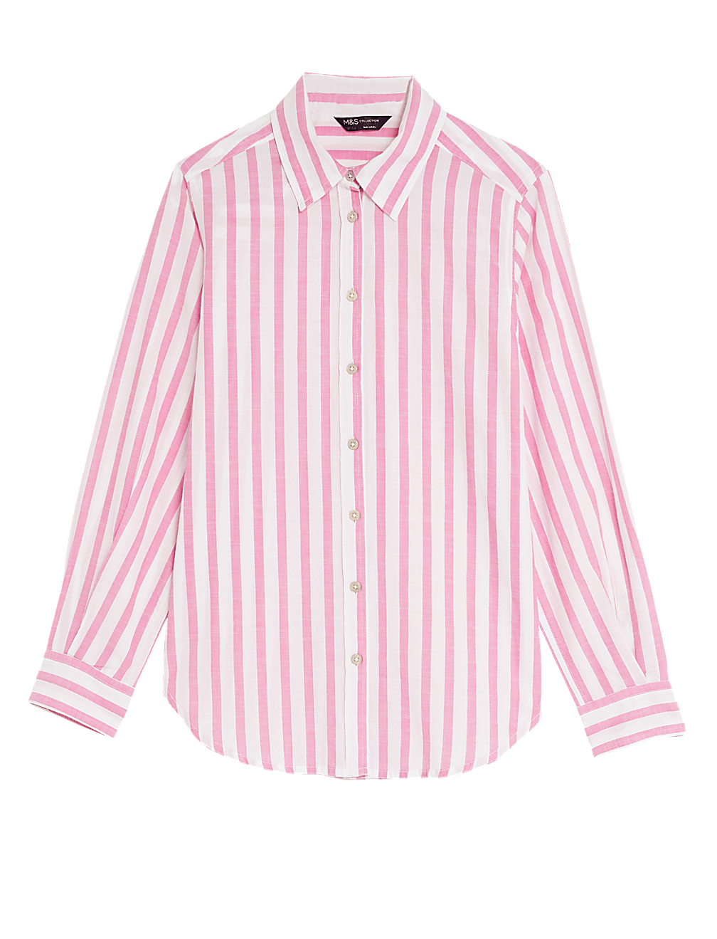 Pure Cotton Striped Collared Longline Shirt