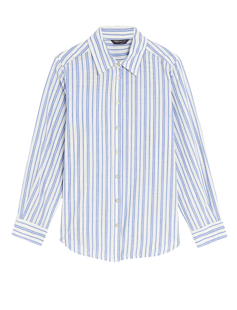 Pure Cotton Striped Collared Longline Shirt