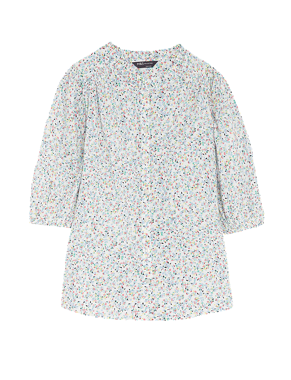 Pure Cotton Floral Puff Sleeve Blouse