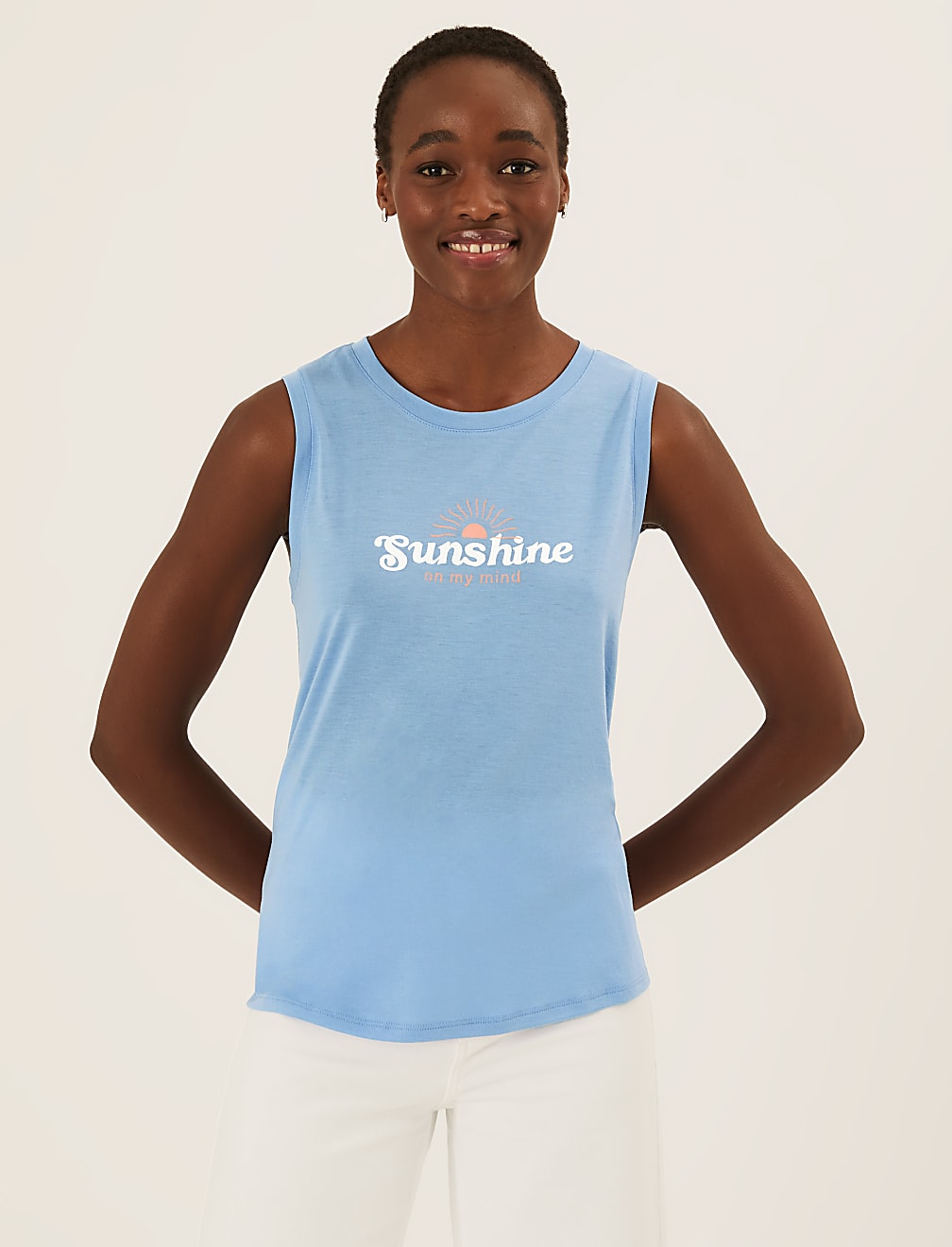 Printed Relaxed Sleeveless Vest Top