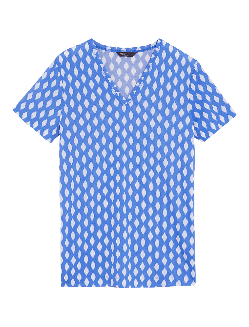 Printed V-Neck Longline T-Shirt
