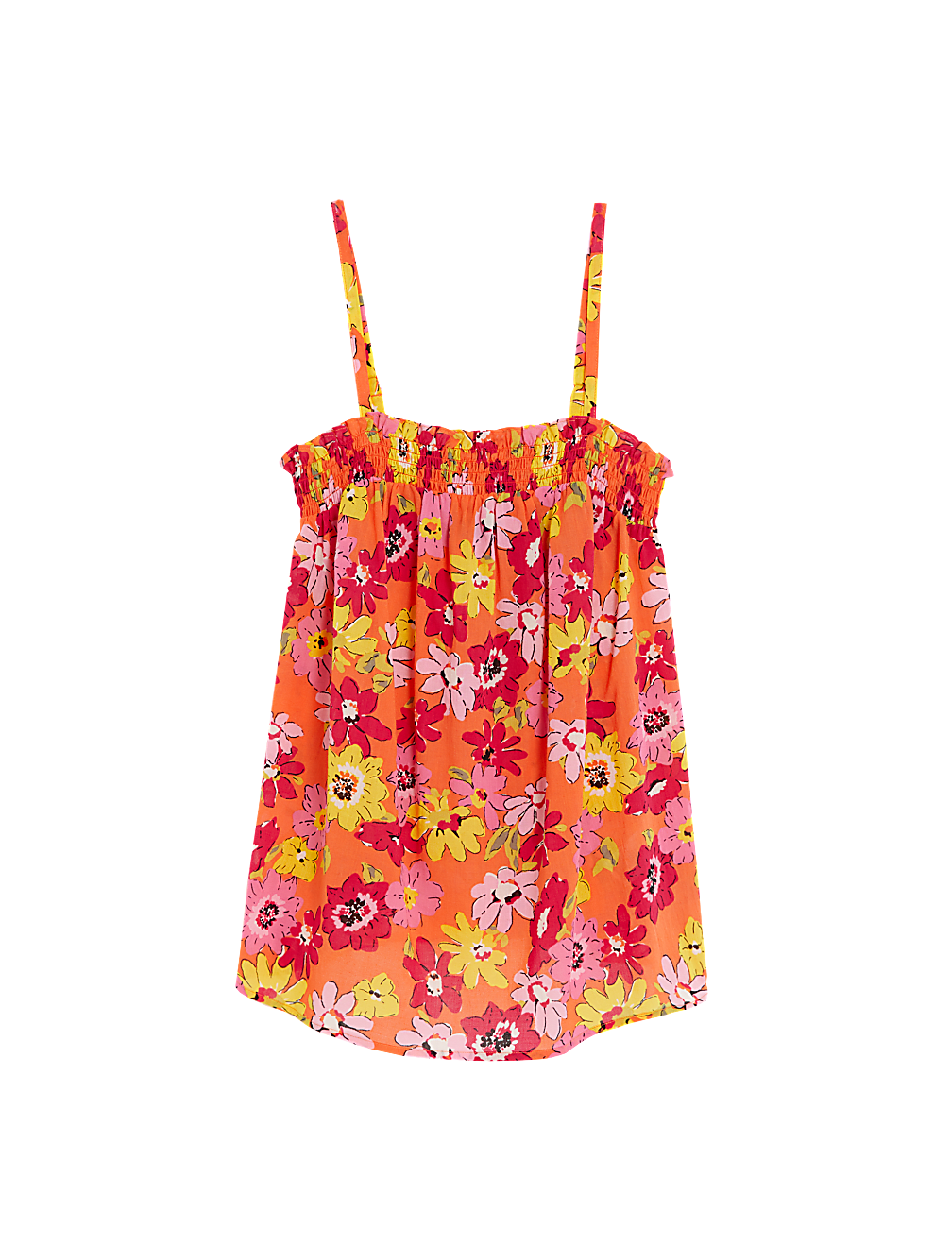Pure Cotton Printed Smocked Detail Cami Top