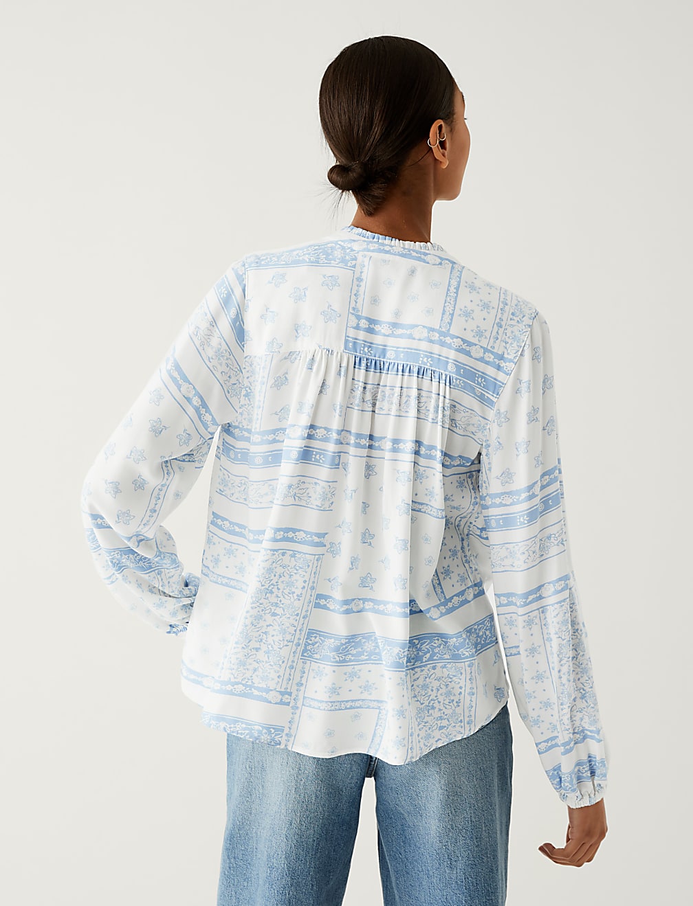 Floral V-Neck Popover Blouse
