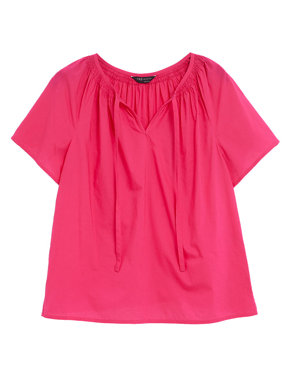 Pure Cotton Tie Neck Blouse