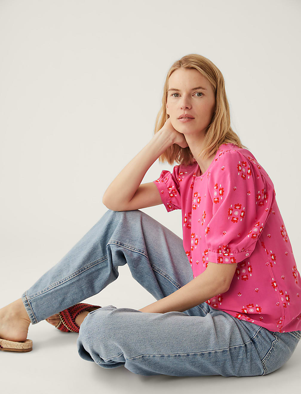 Printed Puff Sleeve Blouse