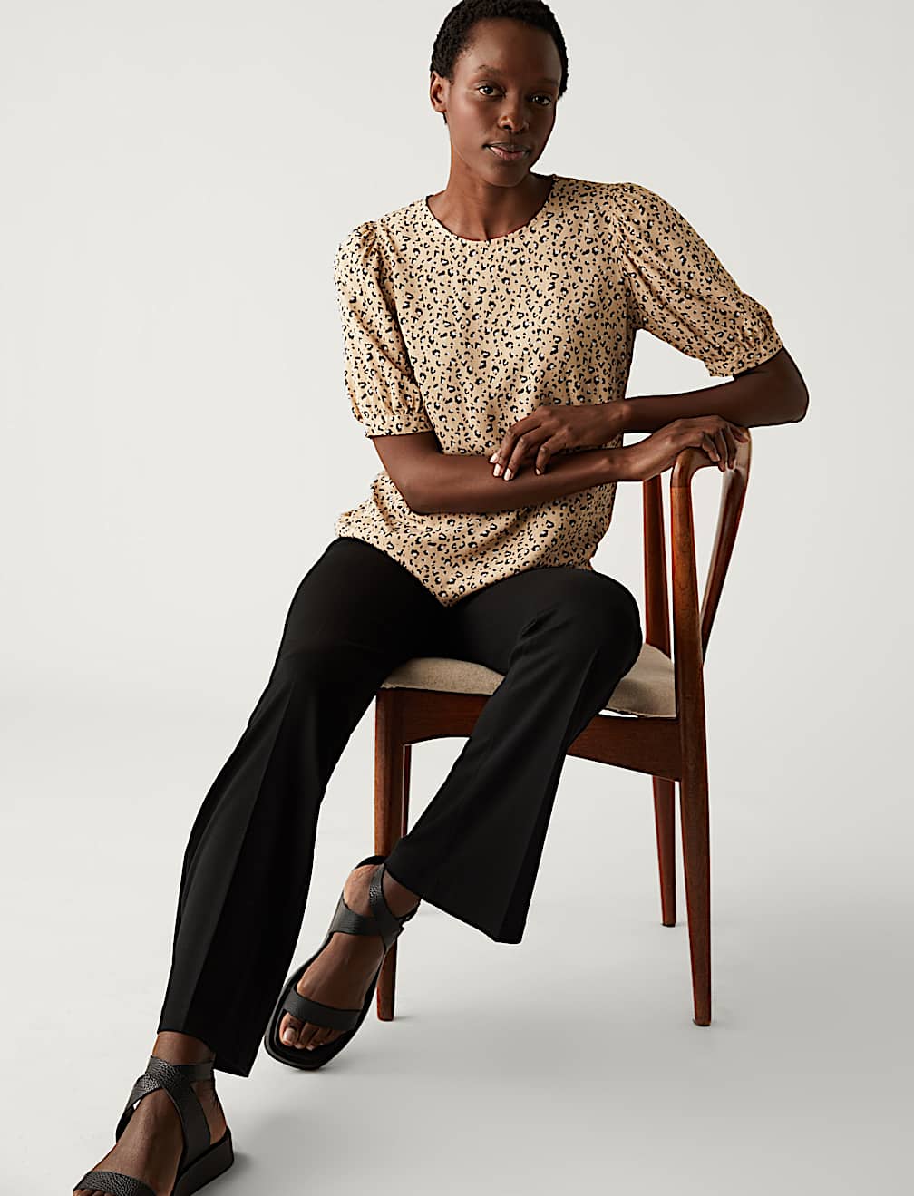 Printed Puff Sleeve Blouse