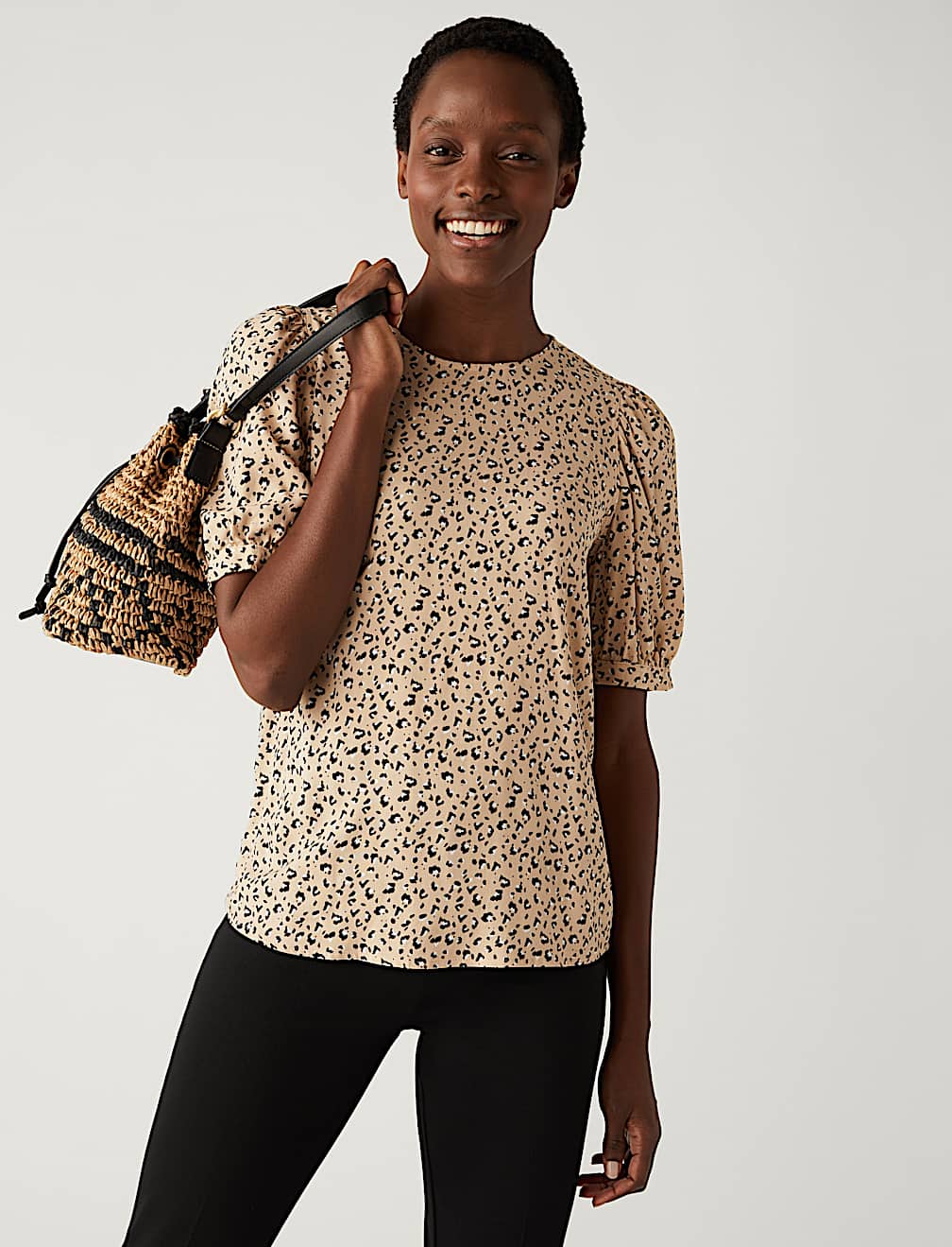 Printed Puff Sleeve Blouse