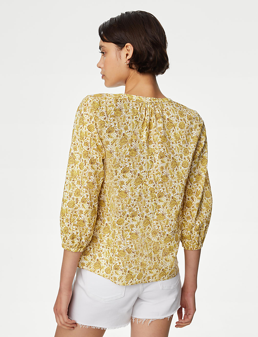 Pure Cotton Printed V-Neck Blouse