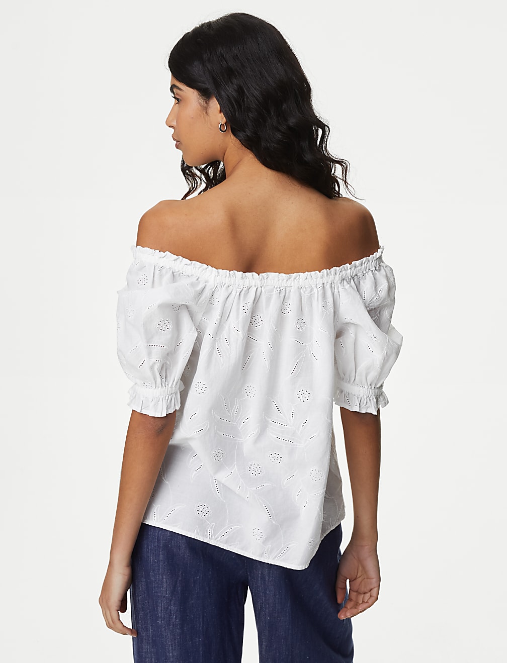 Pure Cotton Broderie Square Neck Top