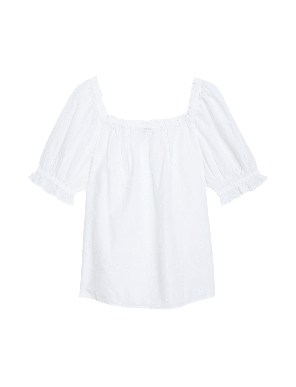 Pure Cotton Broderie Square Neck Top