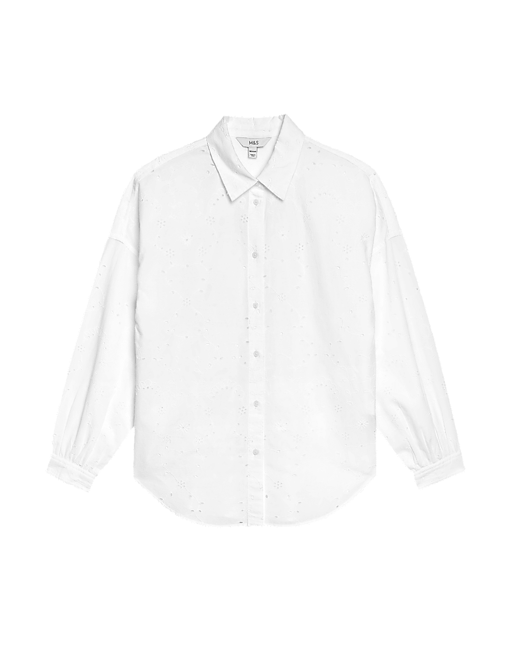 Pure Cotton Broderie Collared Shirt