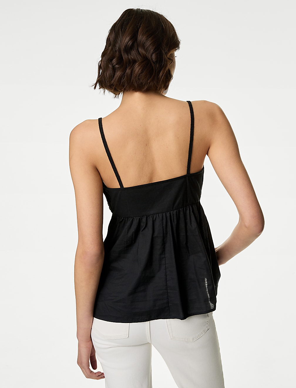 Pure Cotton V-Neck Textured Cami Top
