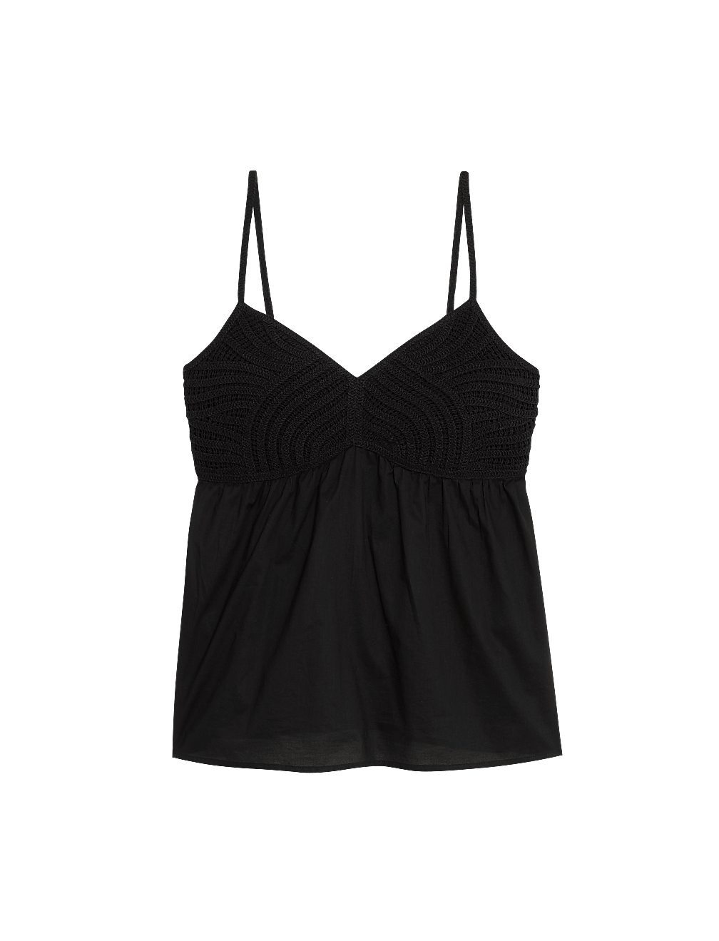 Pure Cotton V-Neck Textured Cami Top