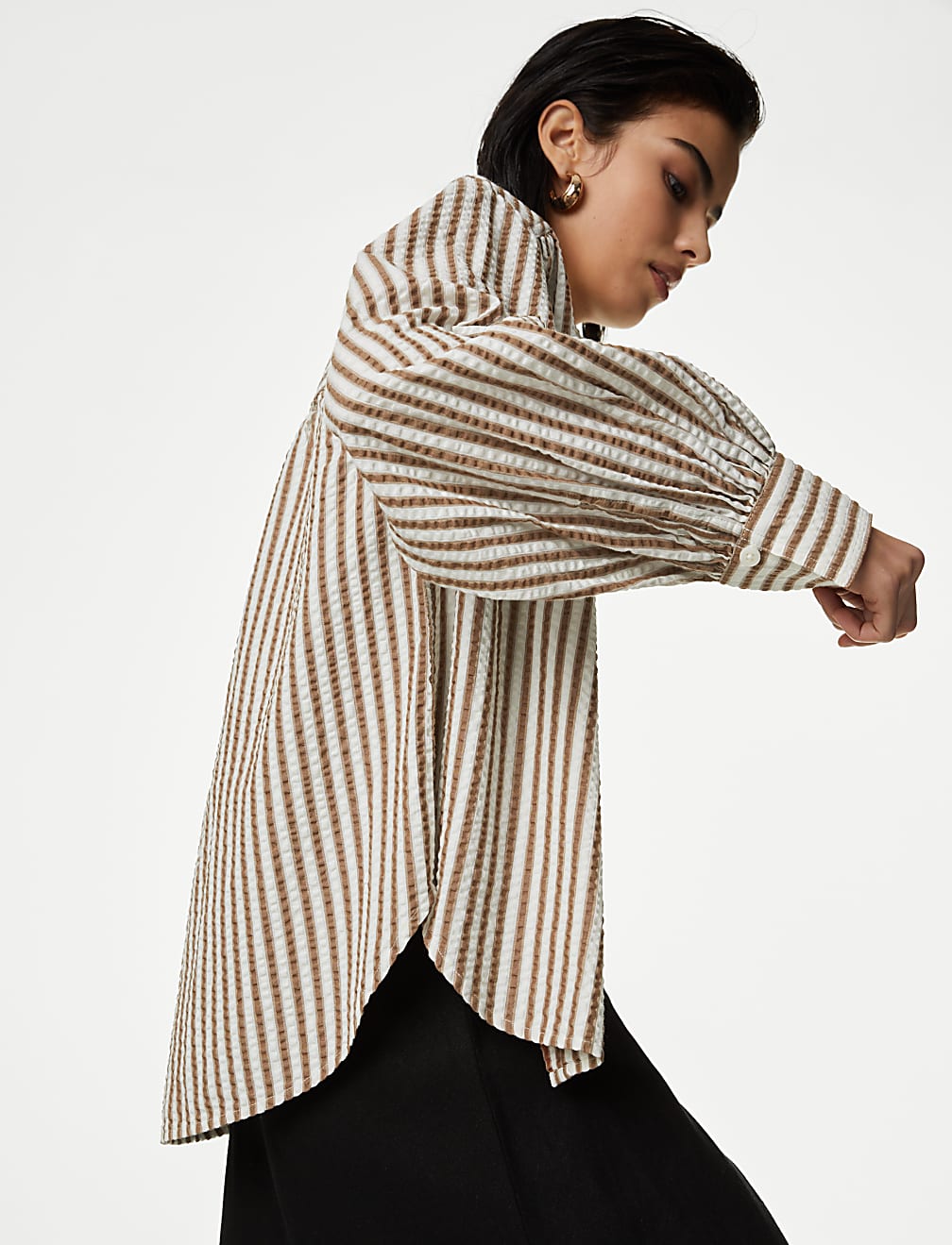 Pure Cotton Striped Collared Shirt