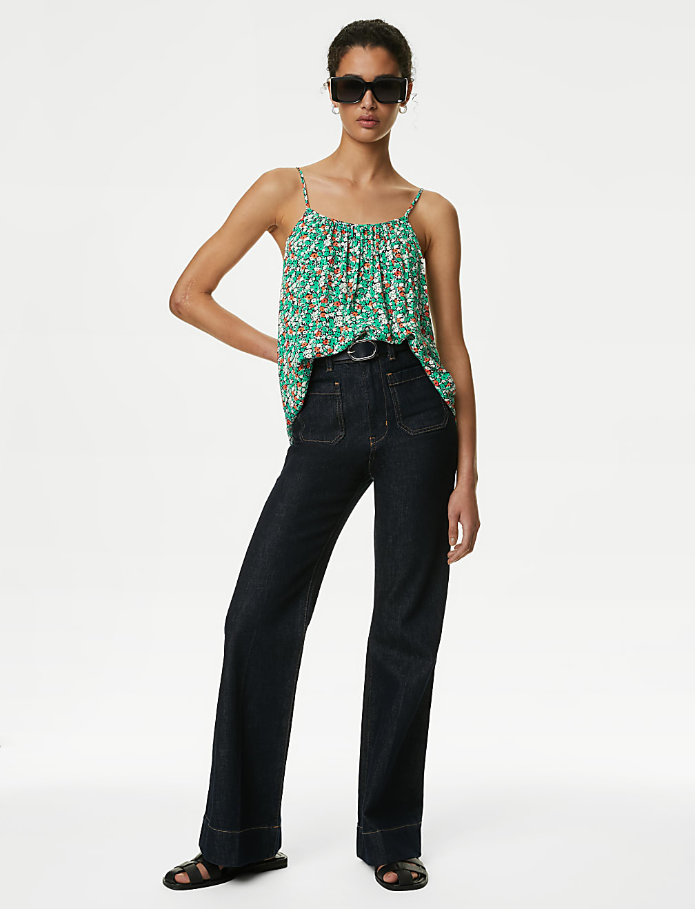 Printed Shoulder Straps Cami Top