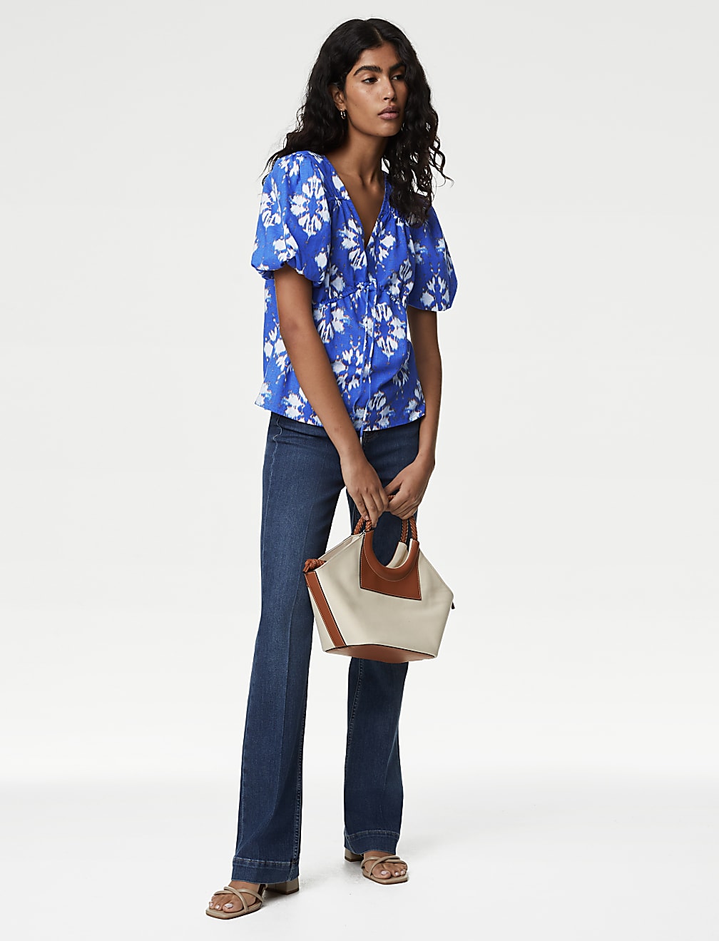 Pure Cotton Printed V-Neck Blouse