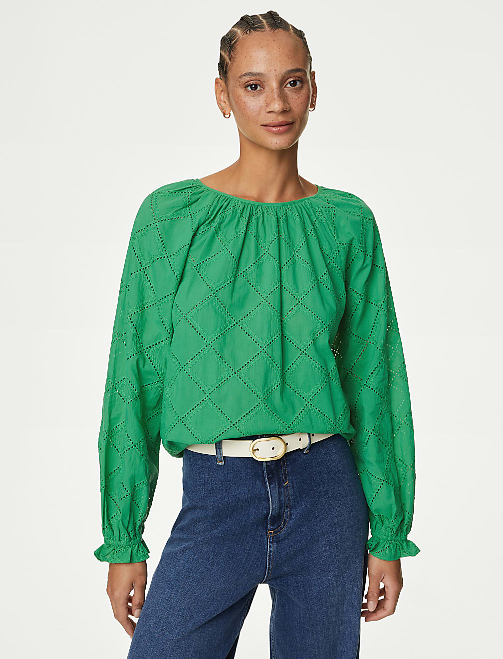 Pure Cotton Broderie Blouse