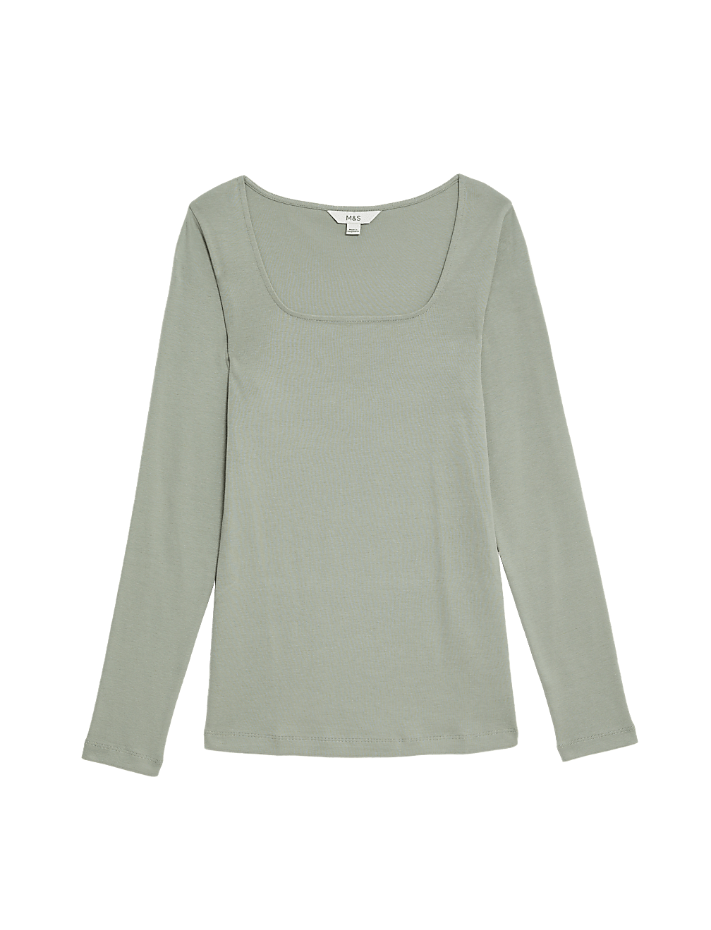 Pure Cotton Square Neck Slim Fit Top