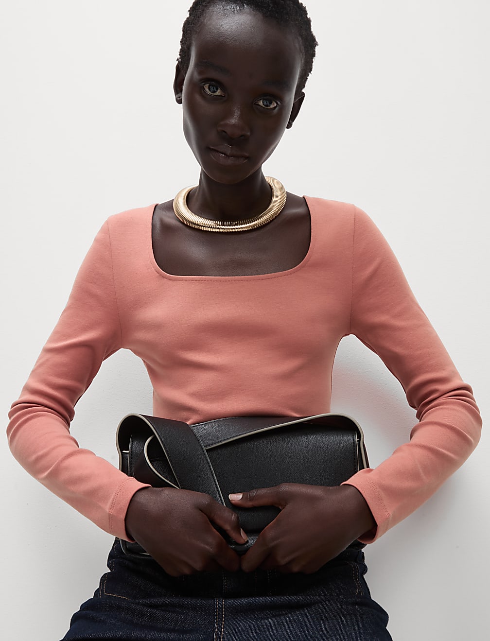 Pure Cotton Square Neck Slim Fit Top