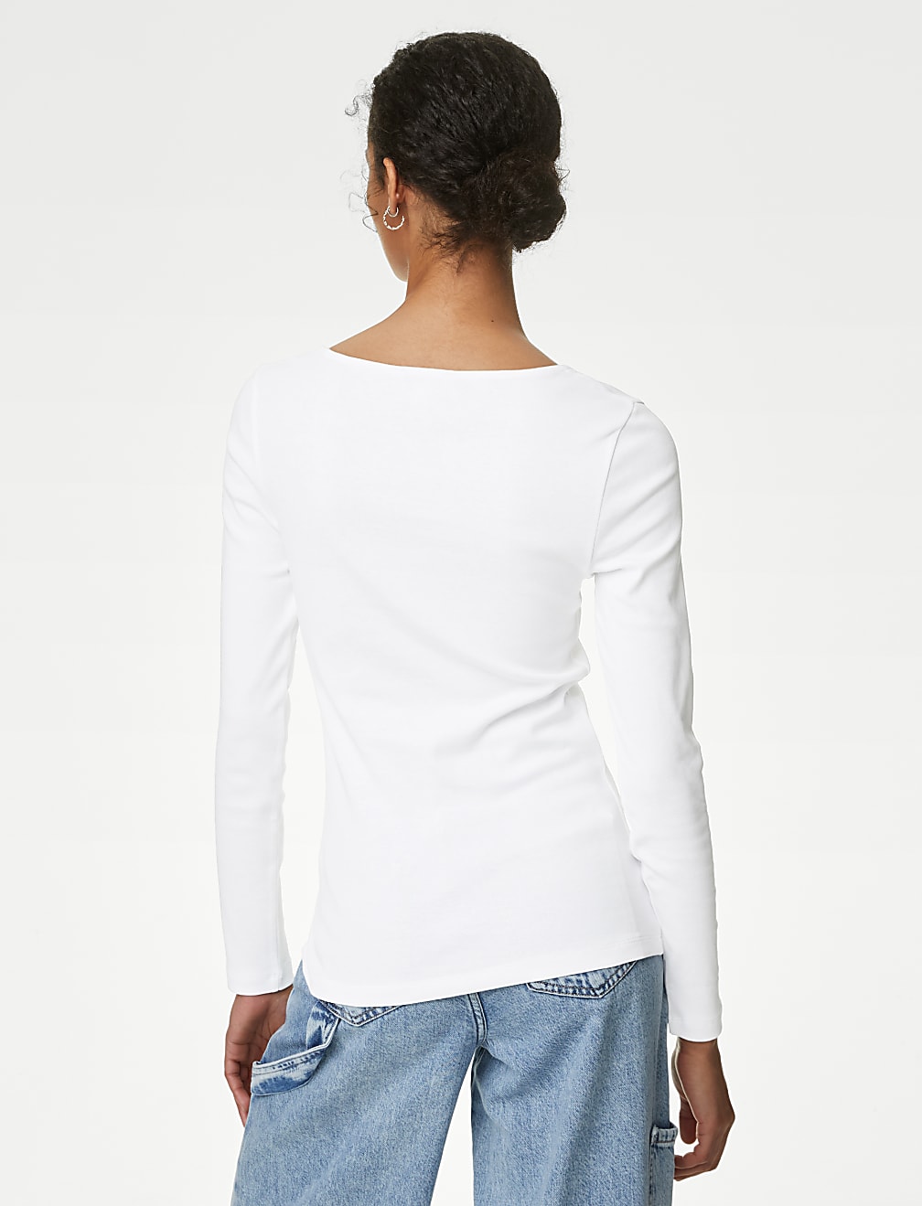 Pure Cotton Square Neck Slim Fit Top