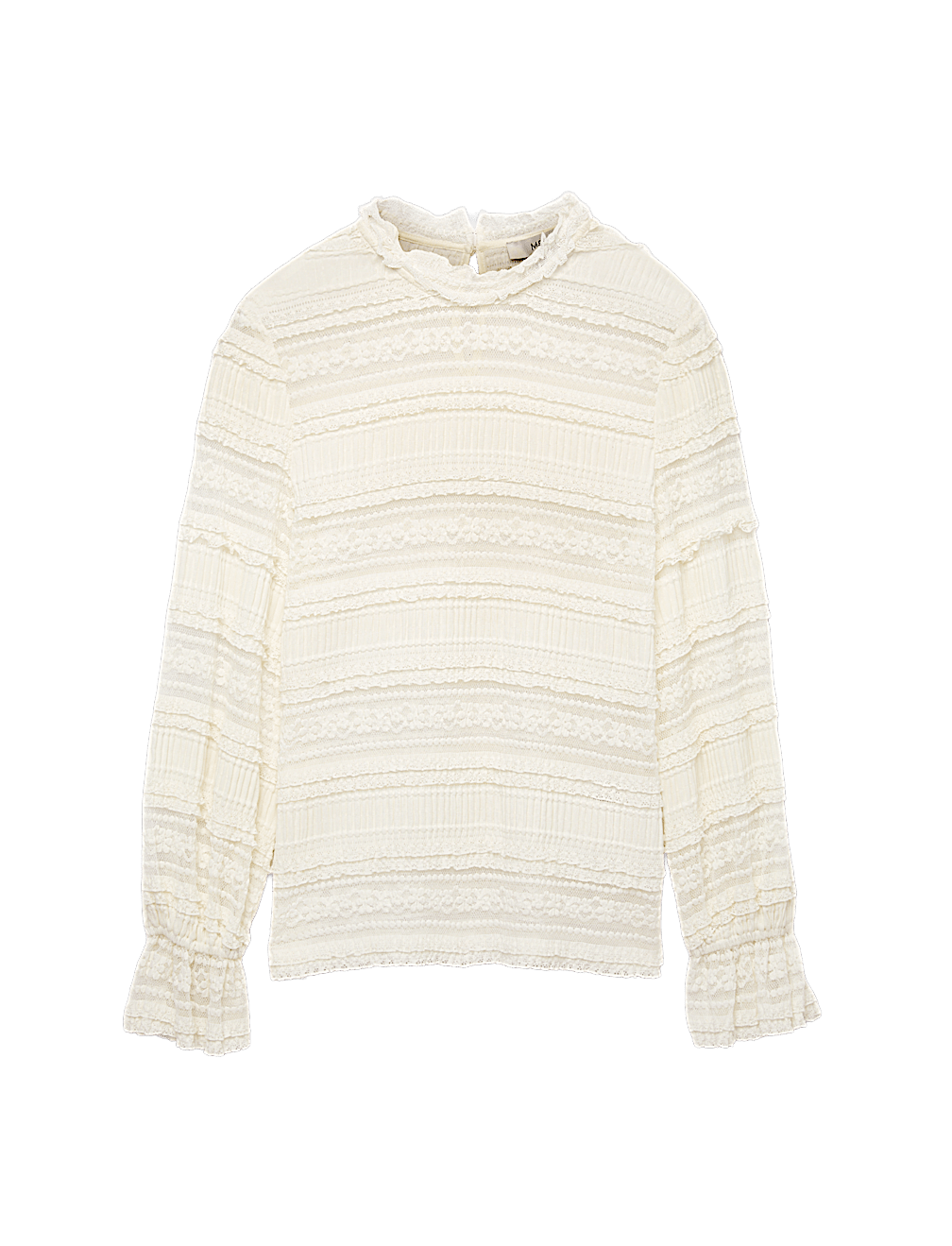 Lace High Neck Blouse with Cotton