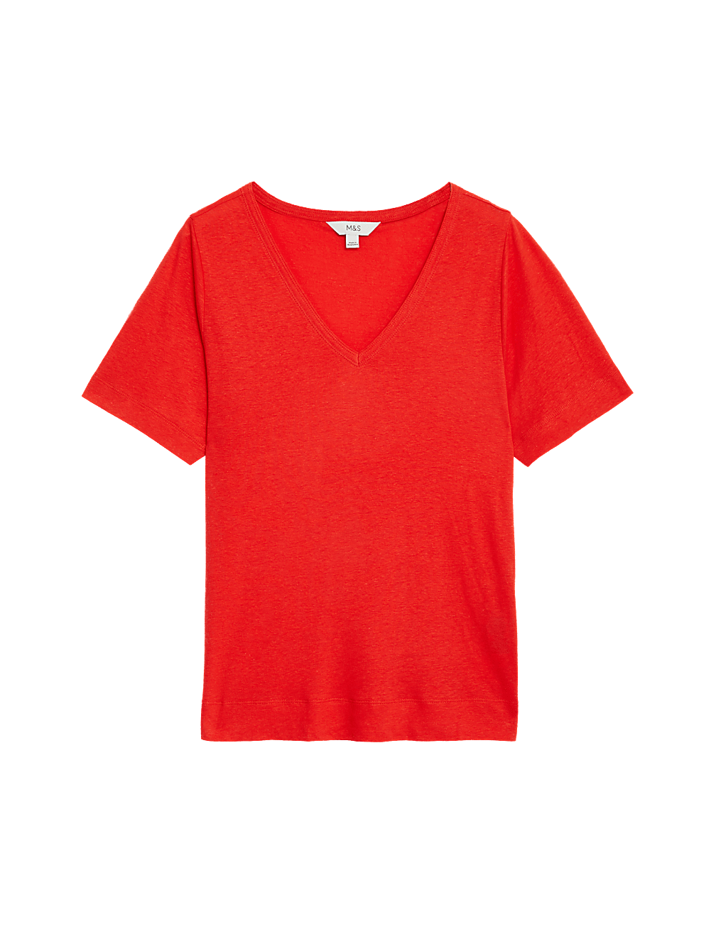 Linen Blend V-Neck Top
