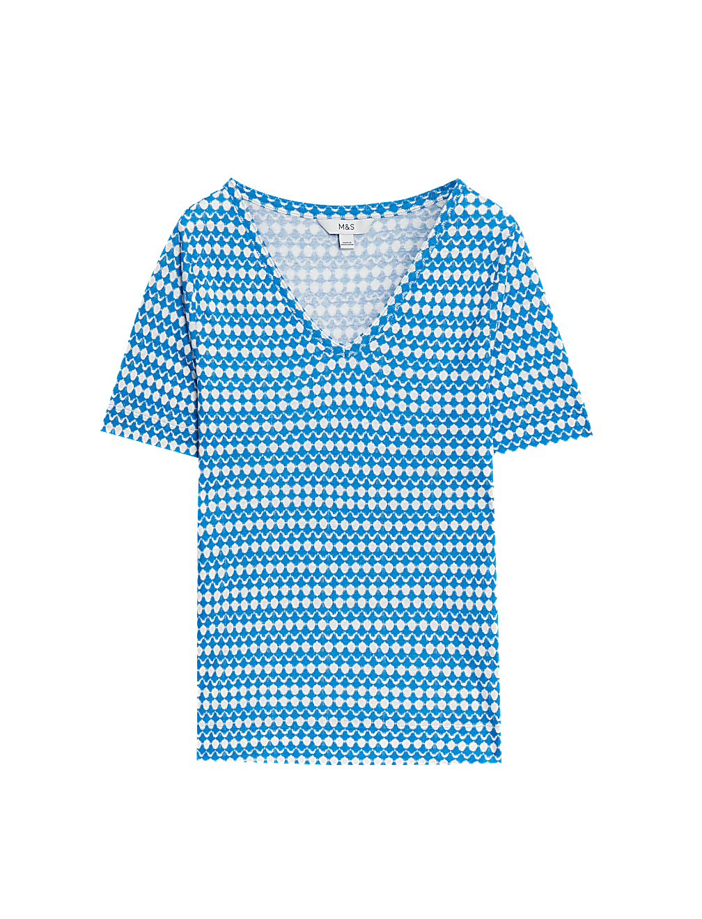 Linen Blend Printed V-Neck Top