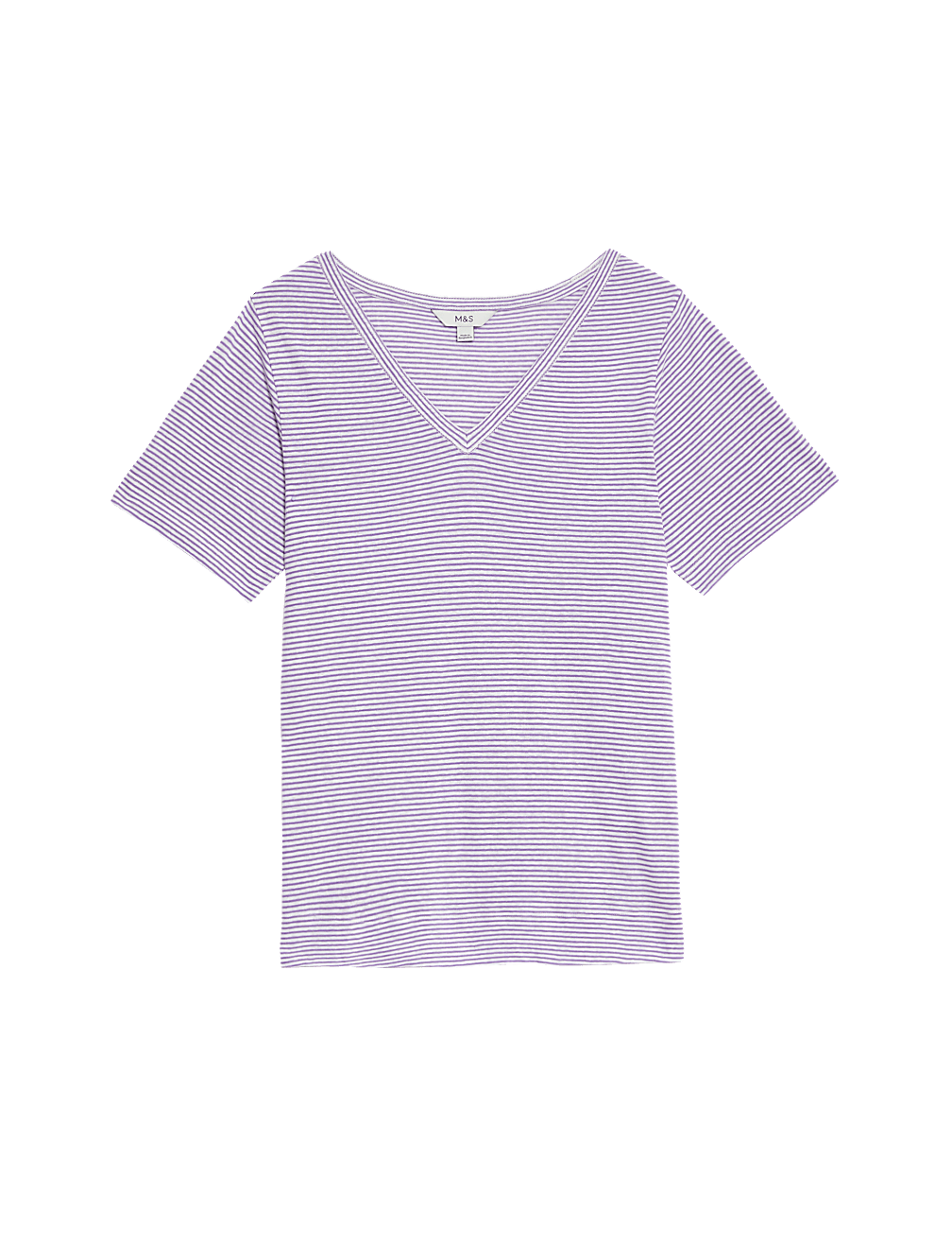 Linen Blend Striped V-Neck Top