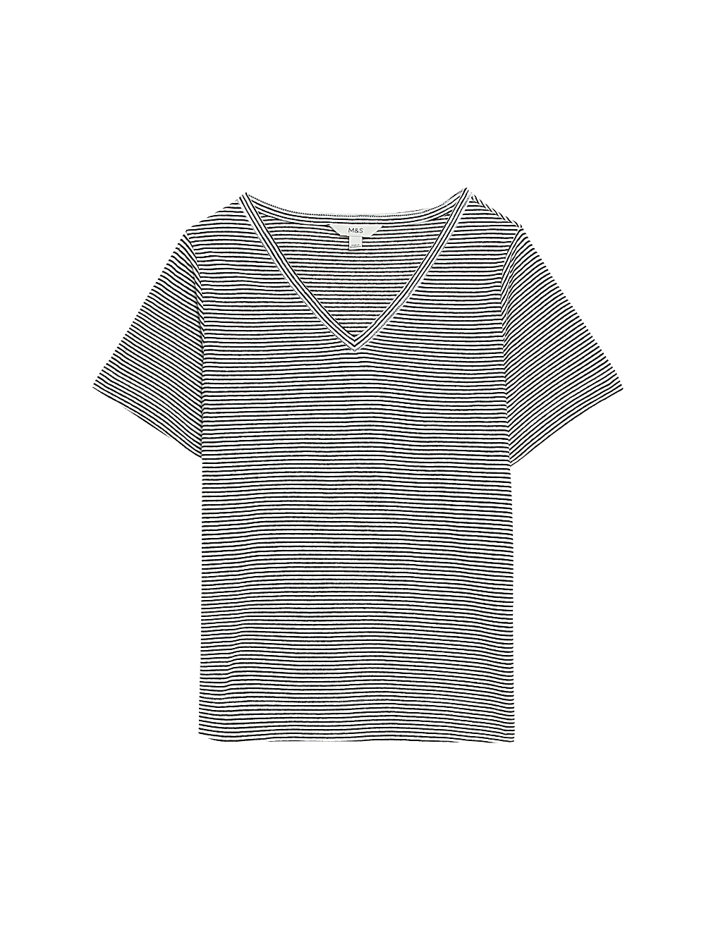 Linen Blend Striped V-Neck Top