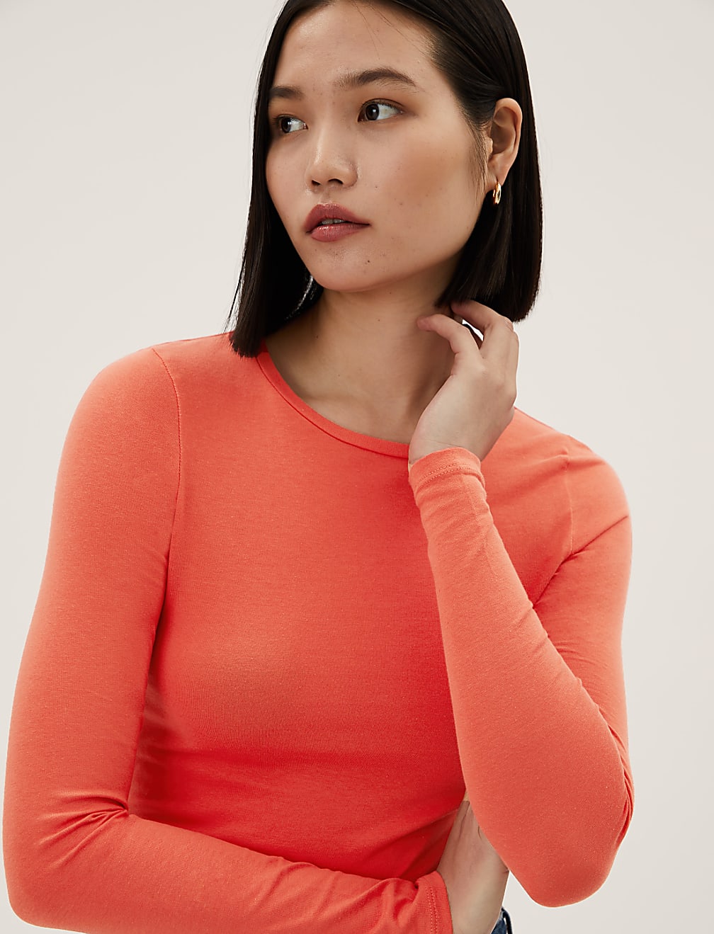 Cotton Rich Slim Fit Long Sleeve Top