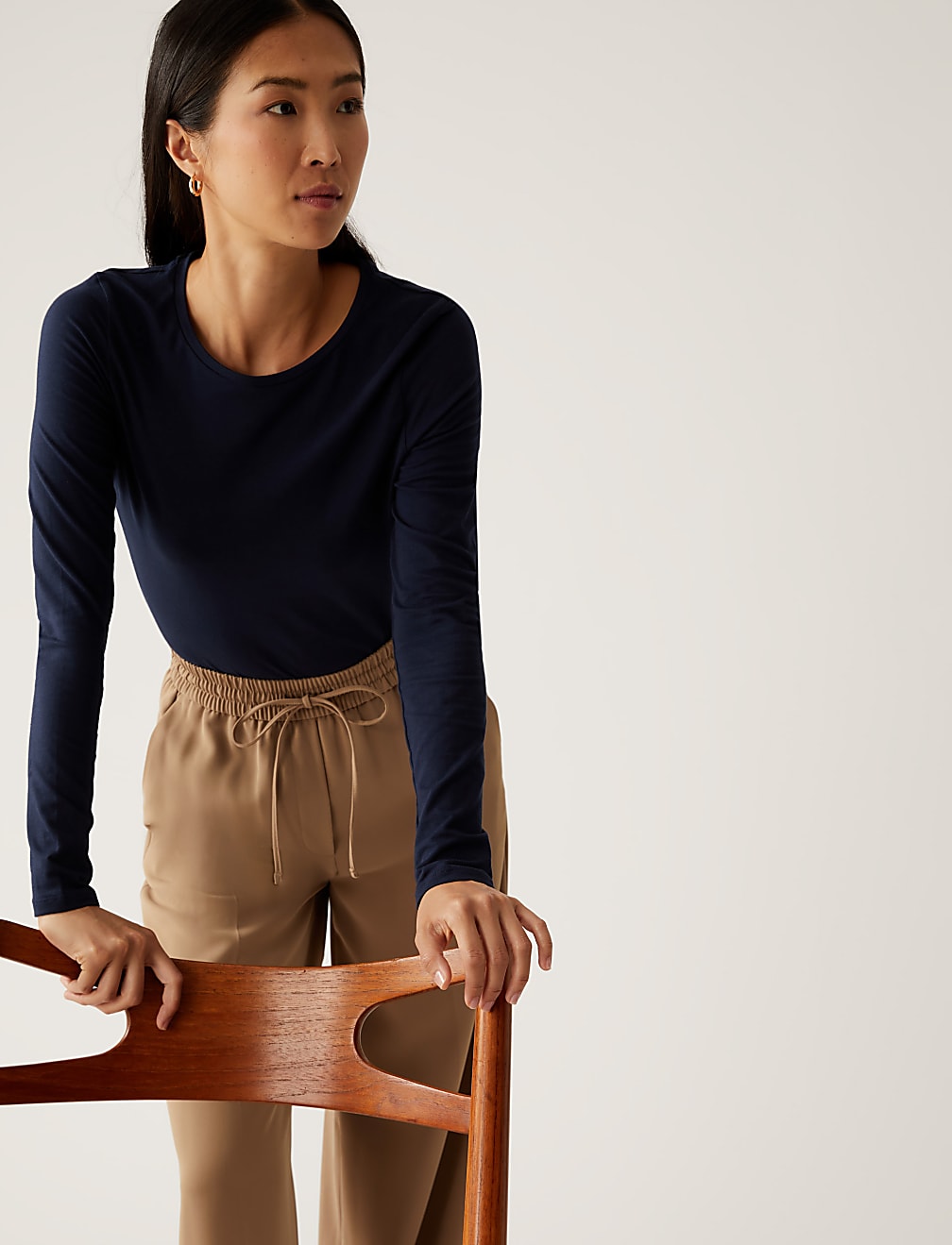 Cotton Rich Slim Fit Long Sleeve Top
