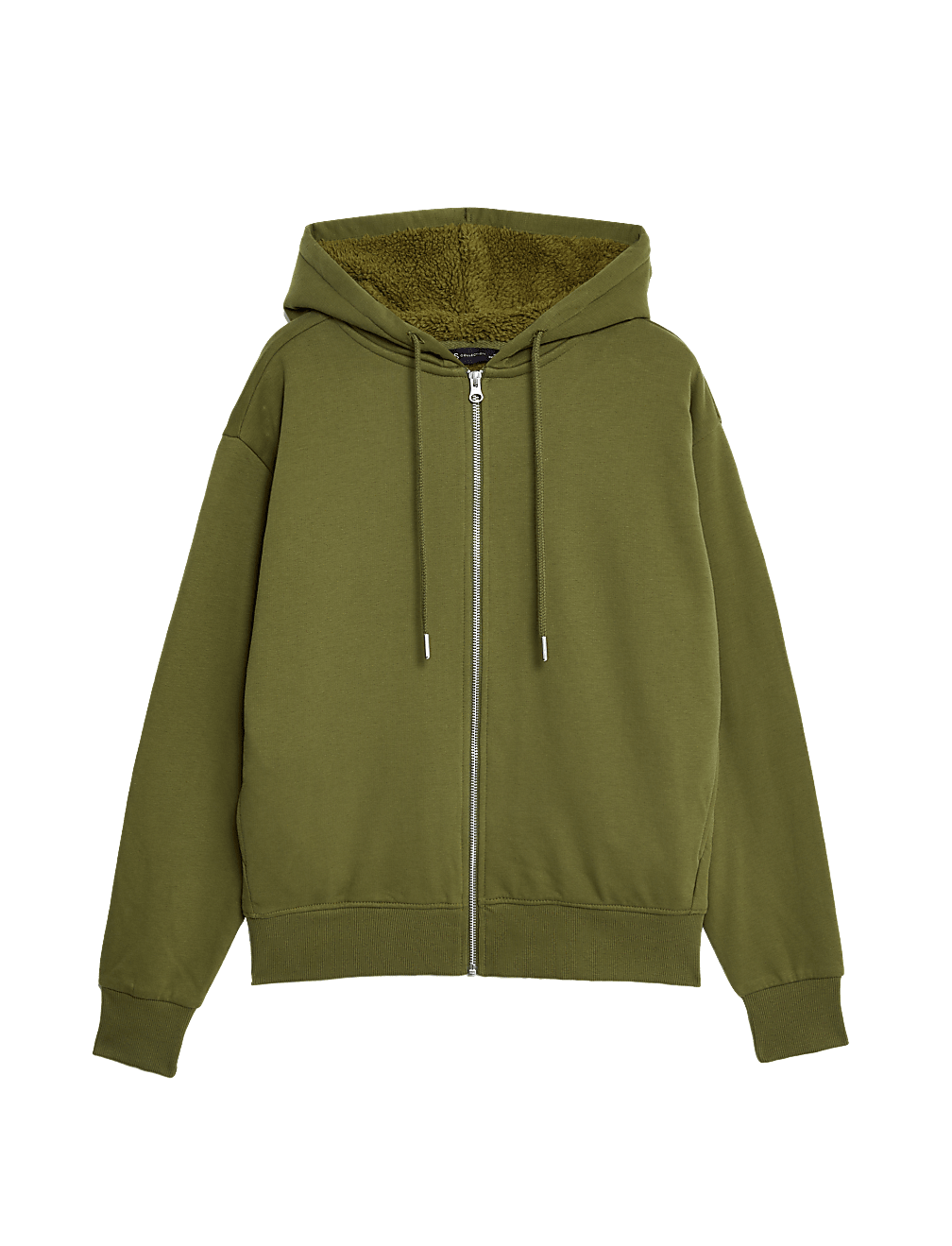 Cotton Rich Borg Lined Zip Up Hoodie