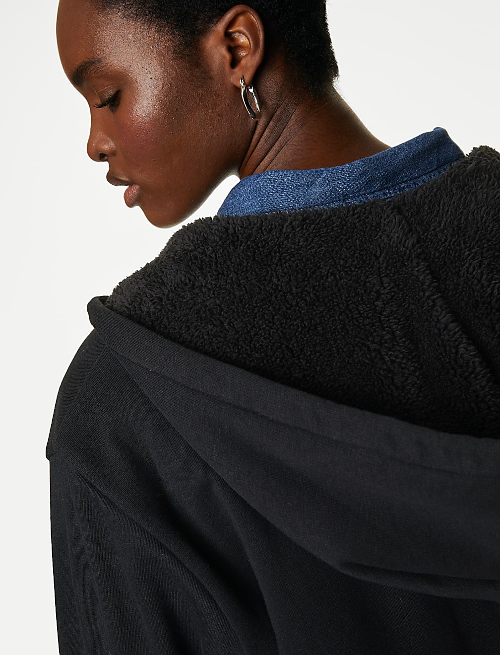 Cotton Rich Borg Lined Zip Up Hoodie