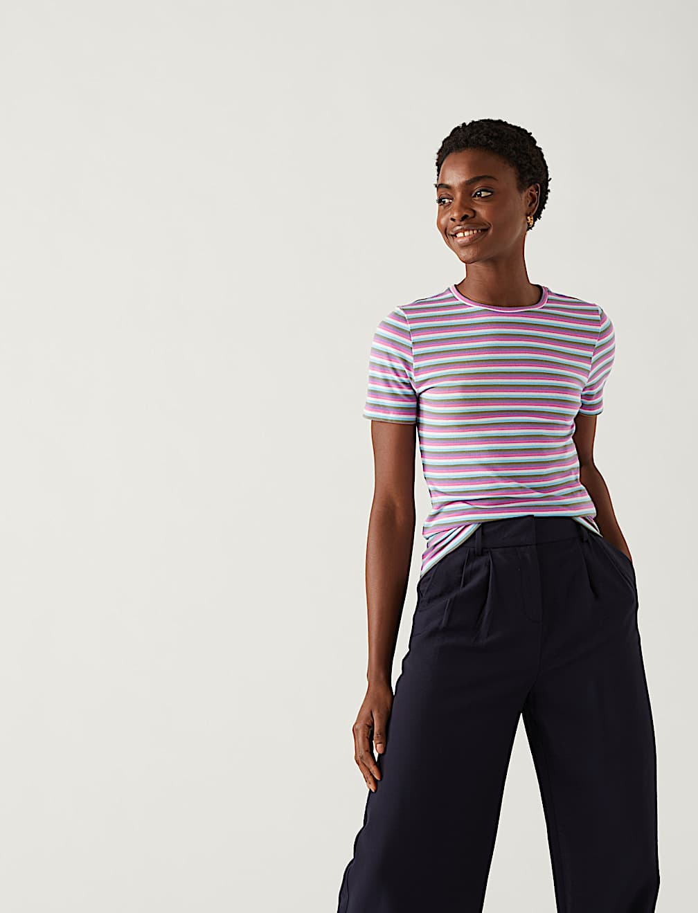 Cotton Rich Striped Slim Fit T-Shirt