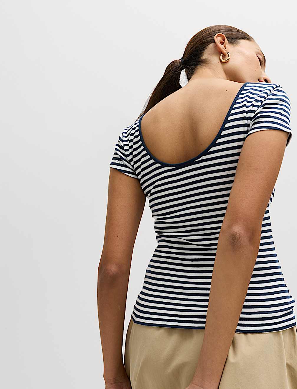 Pure Cotton Short Sleeve Scoop Back T-Shirt