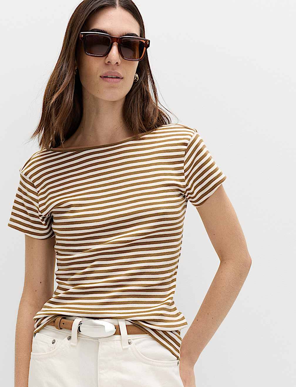 Pure Cotton Short Sleeve Scoop Back T-Shirt