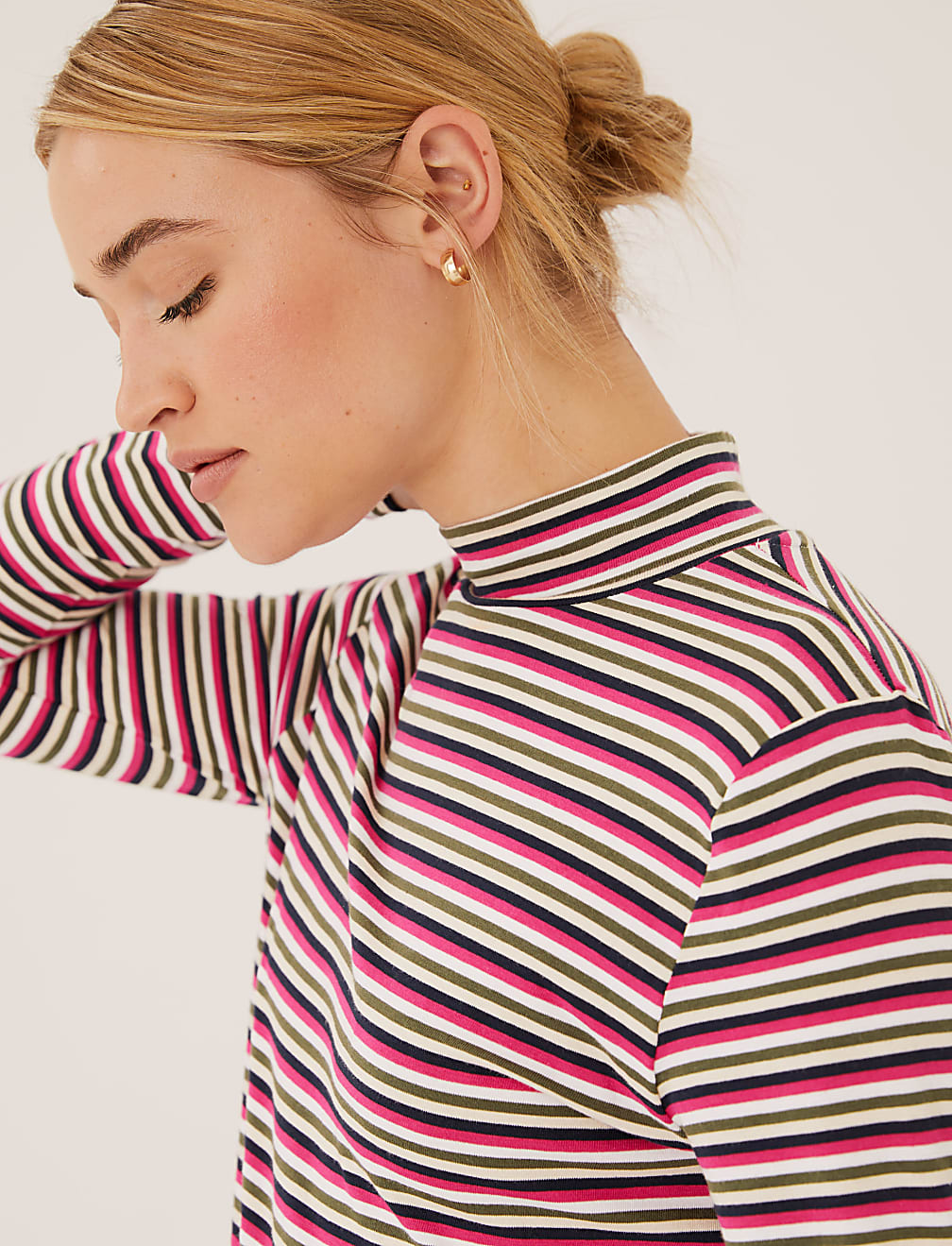 Cotton Rich Striped Slim Fit Top