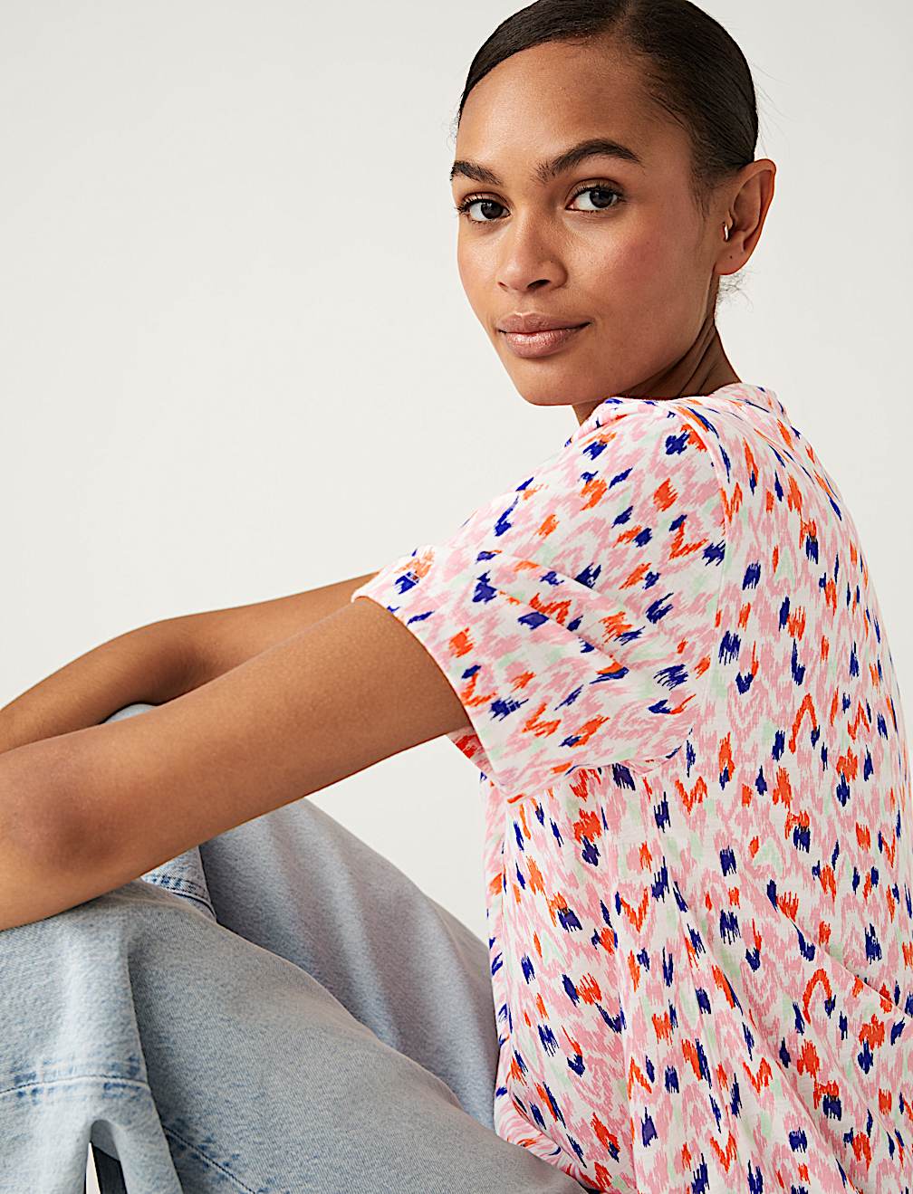 Printed Crew Neck Relaxed T-Shirt