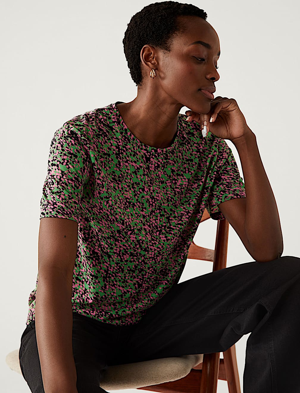 Printed Crew Neck Relaxed T-Shirt
