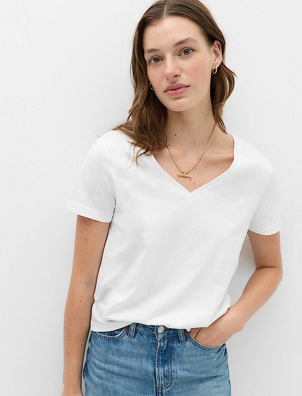 Pure Cotton V-Neck T-Shirt