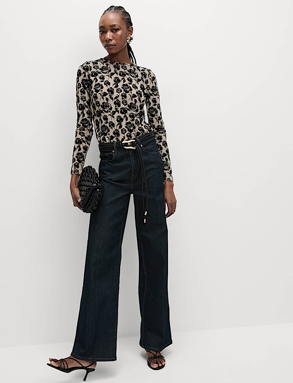 Printed Mesh Jersey Top