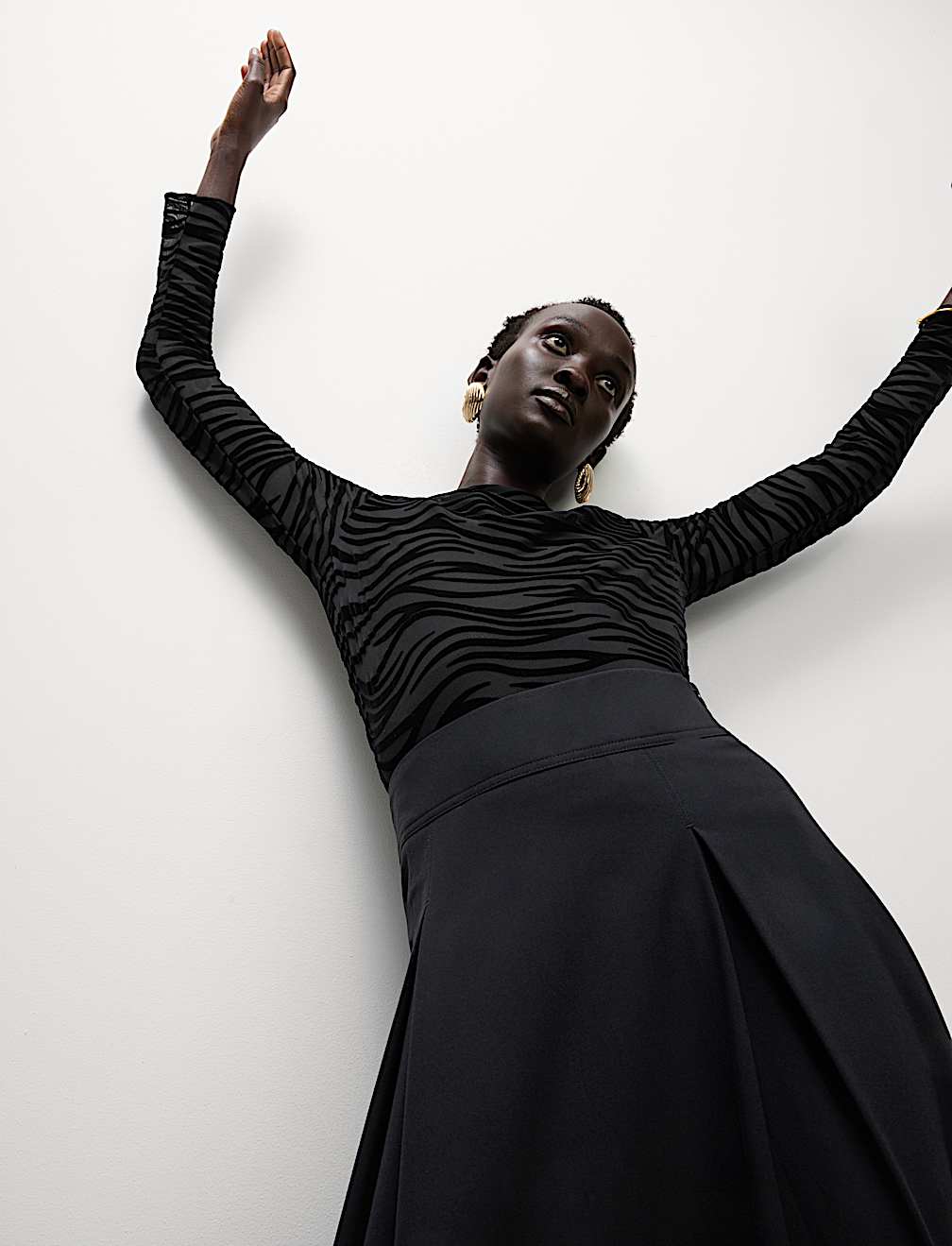 Printed Mesh Jersey Top