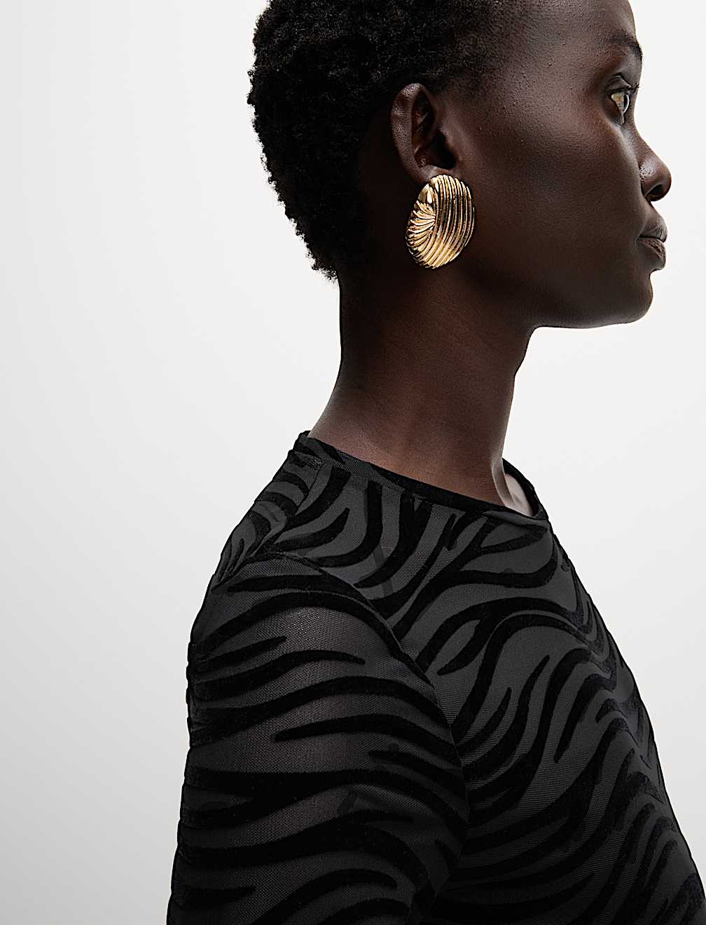 Printed Mesh Jersey Top