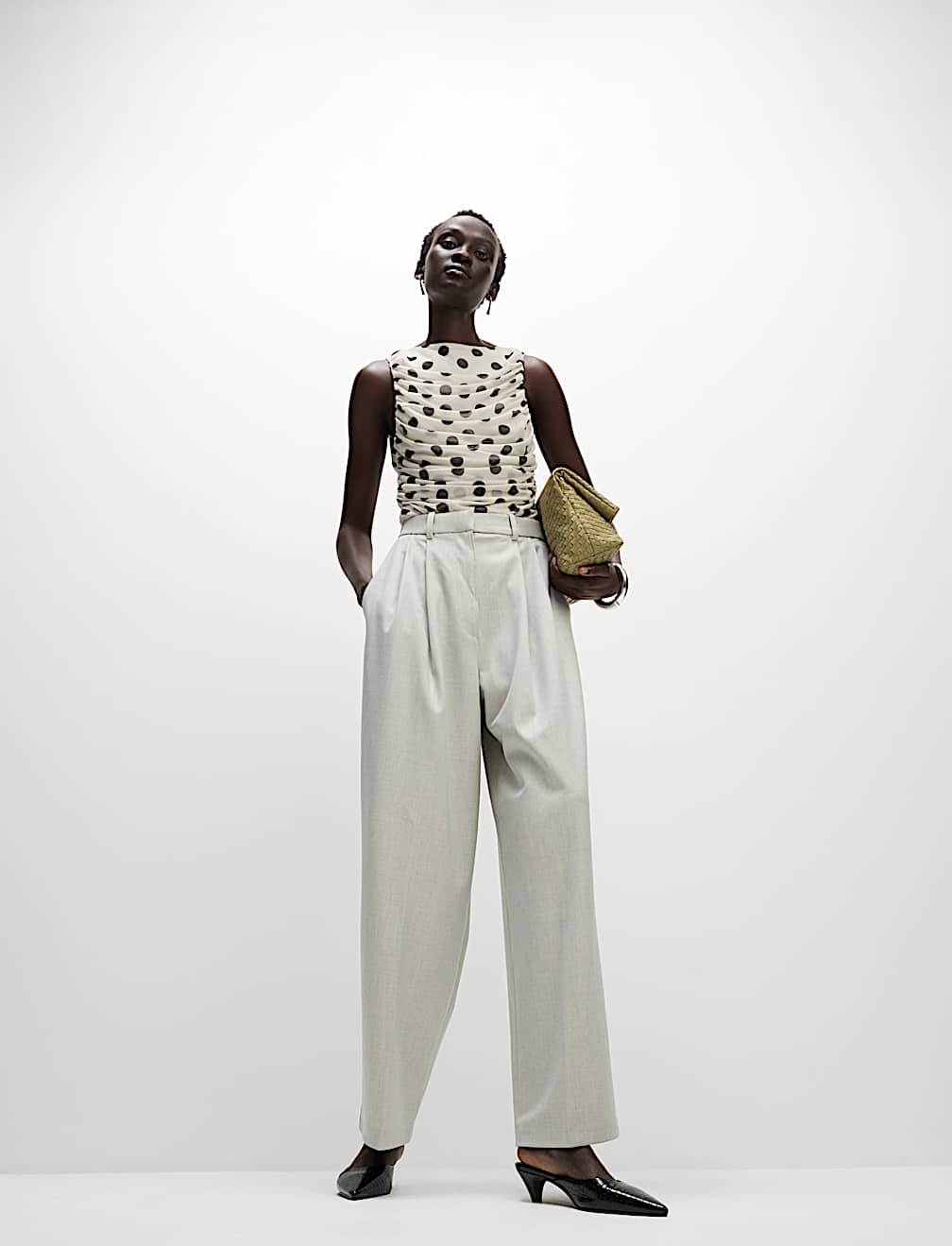 Jersey Polka Dot Regular Fit Sleeveless Top