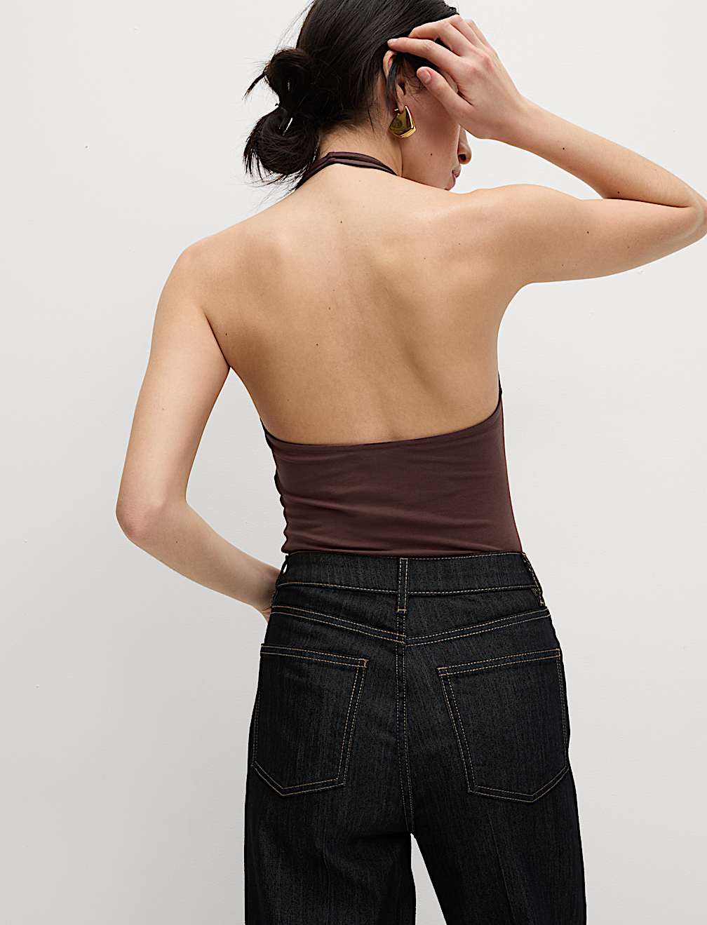 Cotton Rich Halter Neck Vest Top