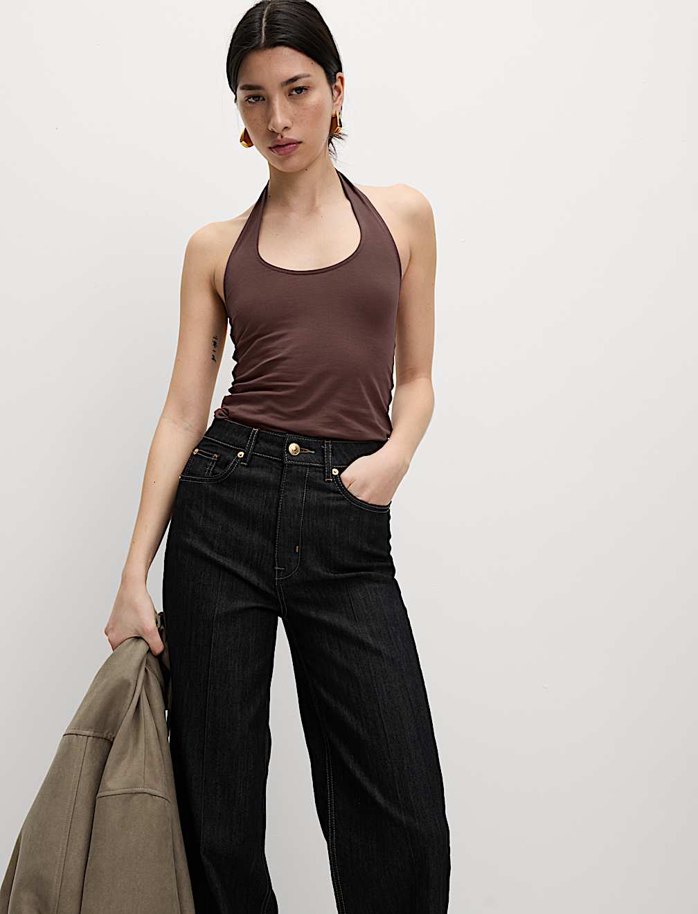 Cotton Rich Halter Neck Vest Top