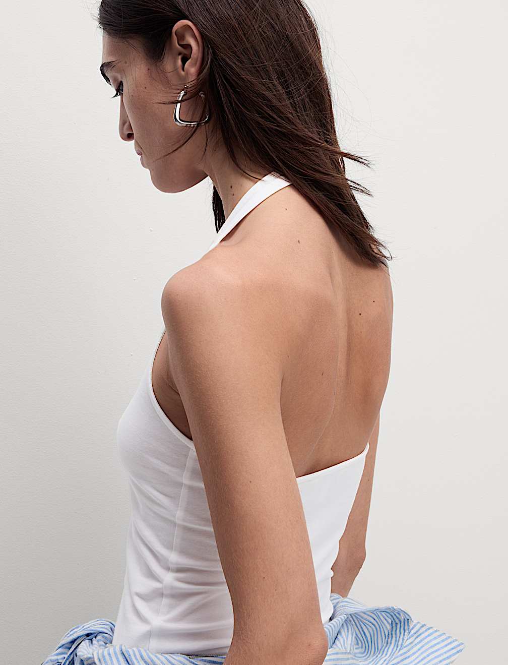 Cotton Rich Halter Neck Vest Top